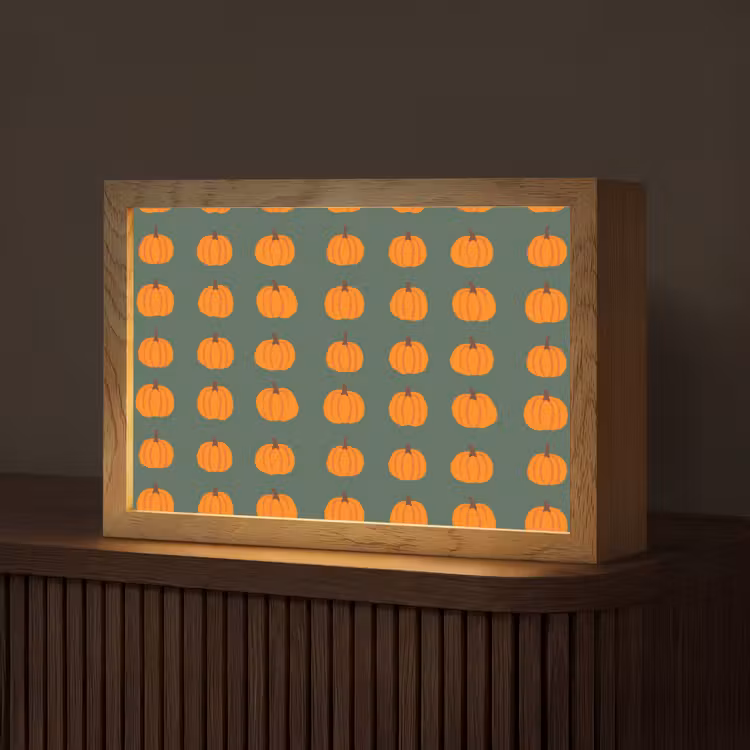 Pompoen - Patroon - Oranje Light Box met kabel (Tafellamp) klein 924 -z3d_website