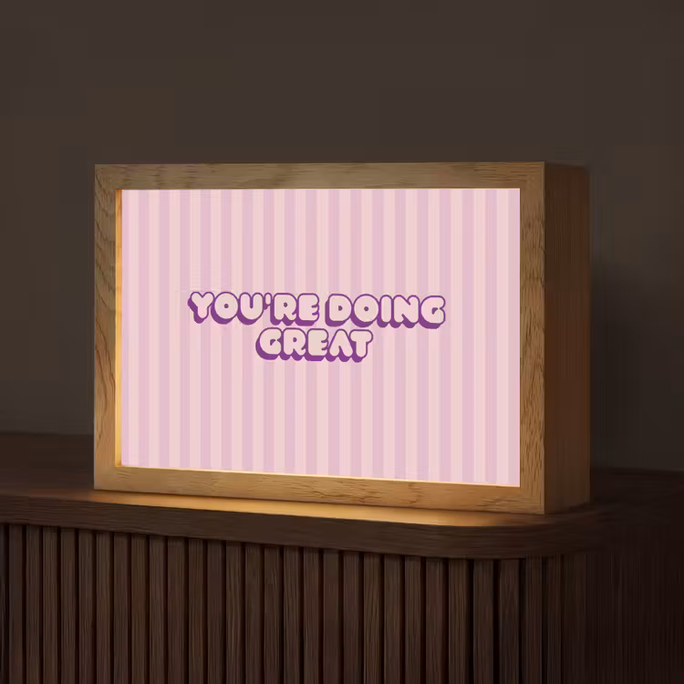 Paars - Strepen - You're doing great - Schaduw Light Box met kabel (Tafellamp) klein -z3d_website