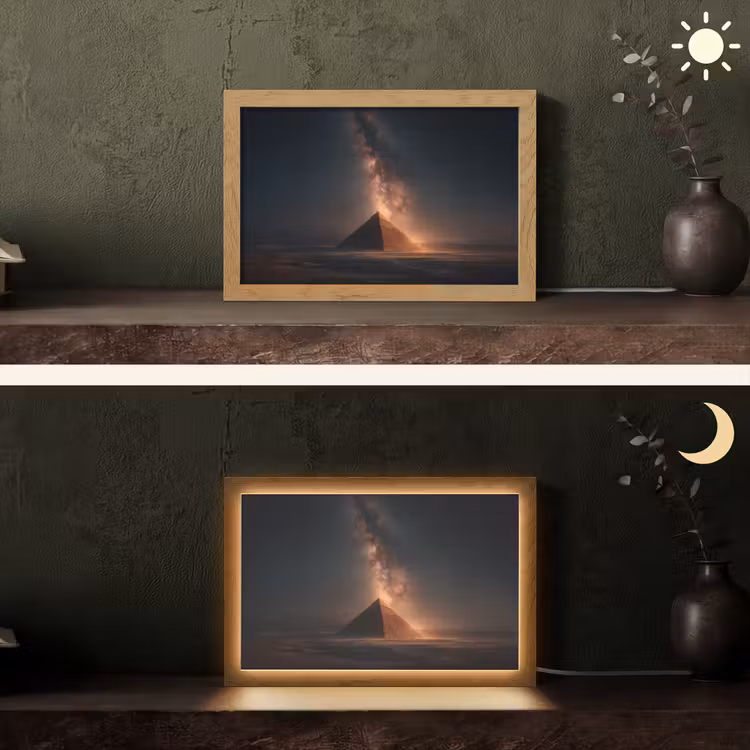 Piramide - Woestijn - Licht Light Box met kabel (Tafellamp) klein -sfeer3