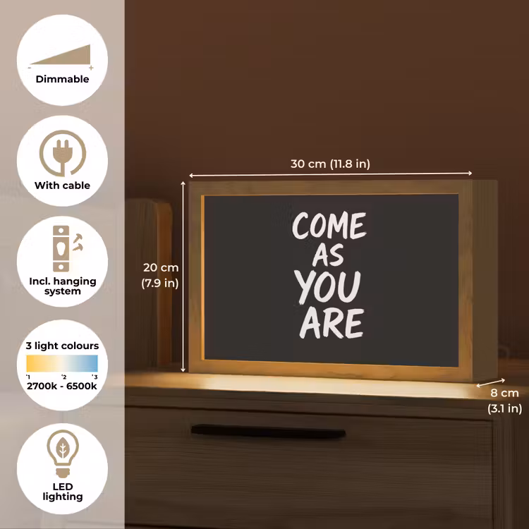 Quote - Zwart - Simpel Light Box met kabel (Tafellamp) klein -USP_EN
