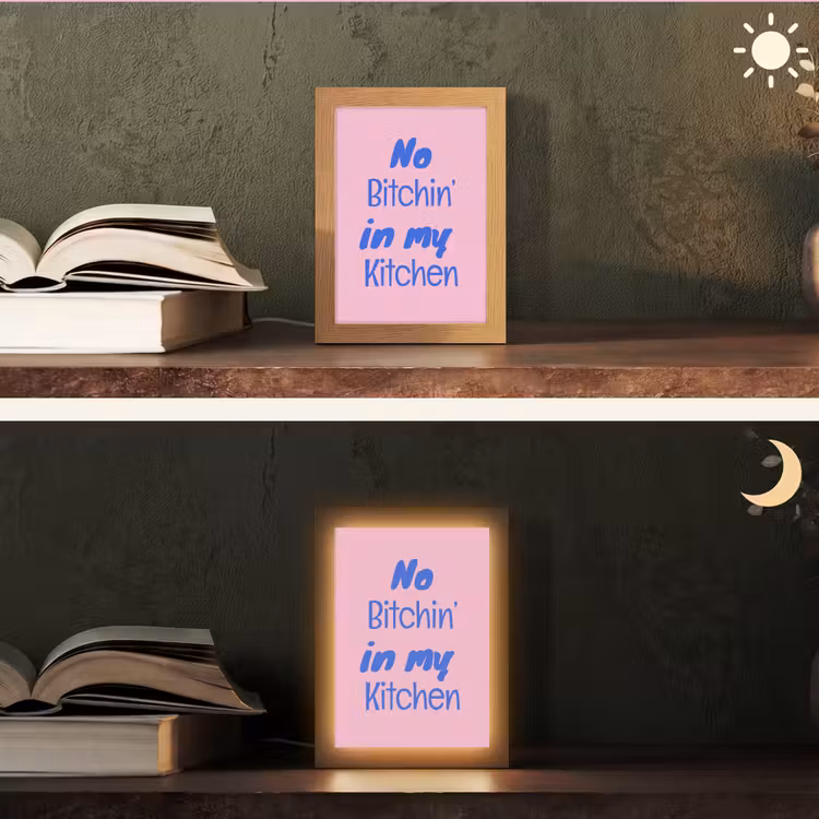 Quote - Blauw - Lettertype - Keuken Light Box met kabel (Tafellamp) klein -sfeer3