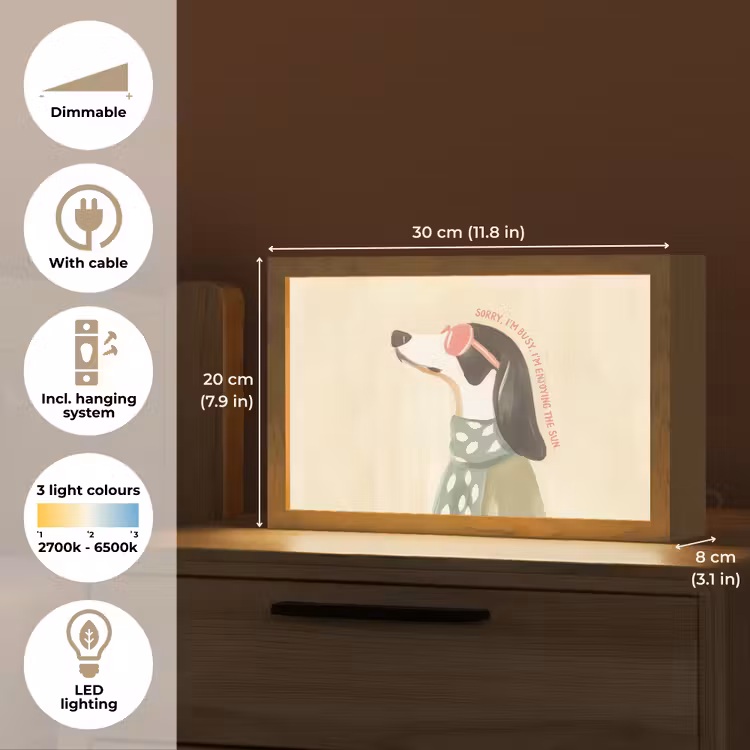 Quote - Hond - Zonnebril Light Box met kabel (Tafellamp) klein -USP_EN