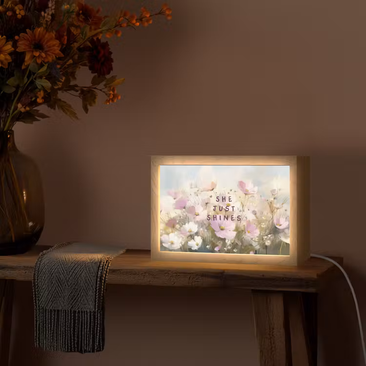 Quote - Bloemen - Schilderachtig Light Box met kabel (Tafellamp) klein -sfeer4