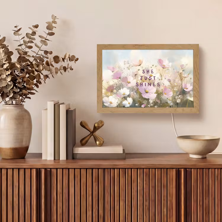 Quote - Bloemen - Schilderachtig Light Box met kabel (Tafellamp) klein -sfeer2