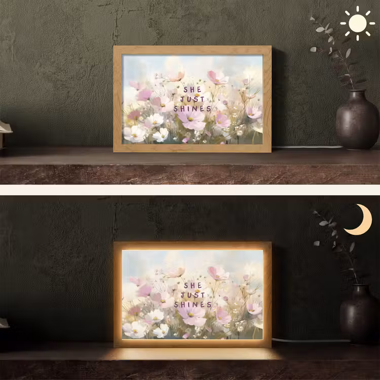 Quote - Bloemen - Schilderachtig Light Box met kabel (Tafellamp) klein -sfeer3