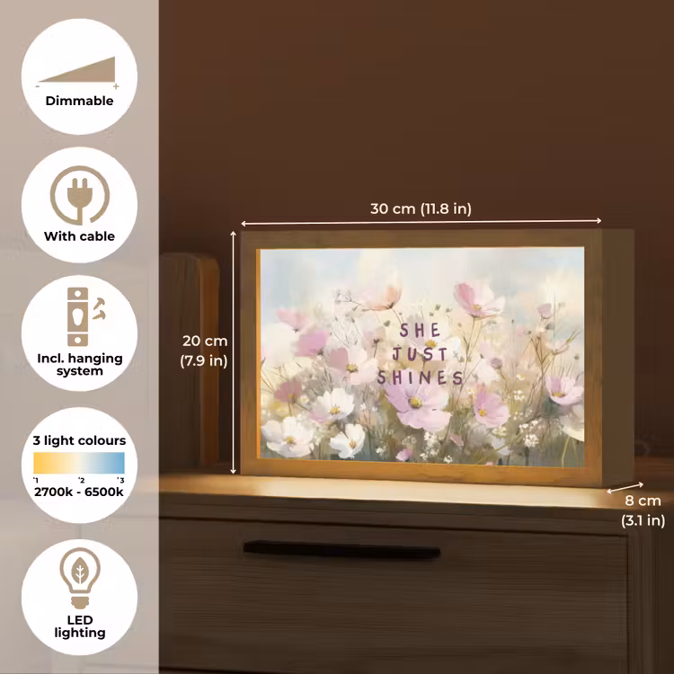 Quote - Bloemen - Schilderachtig Light Box met kabel (Tafellamp) klein -USP_EN