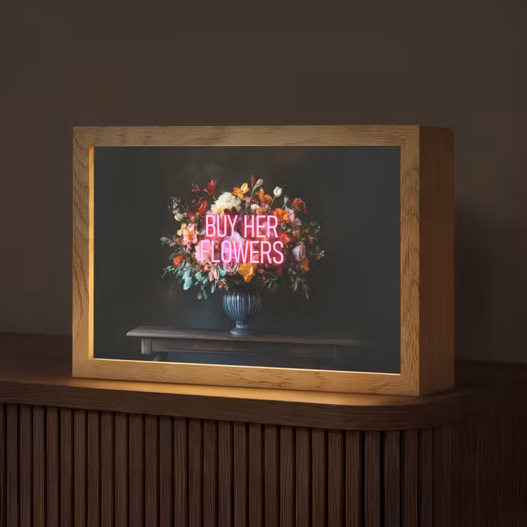Quote - Bloemen - Vaas - Neon Light Box met kabel (Tafellamp) klein -z3d_website
