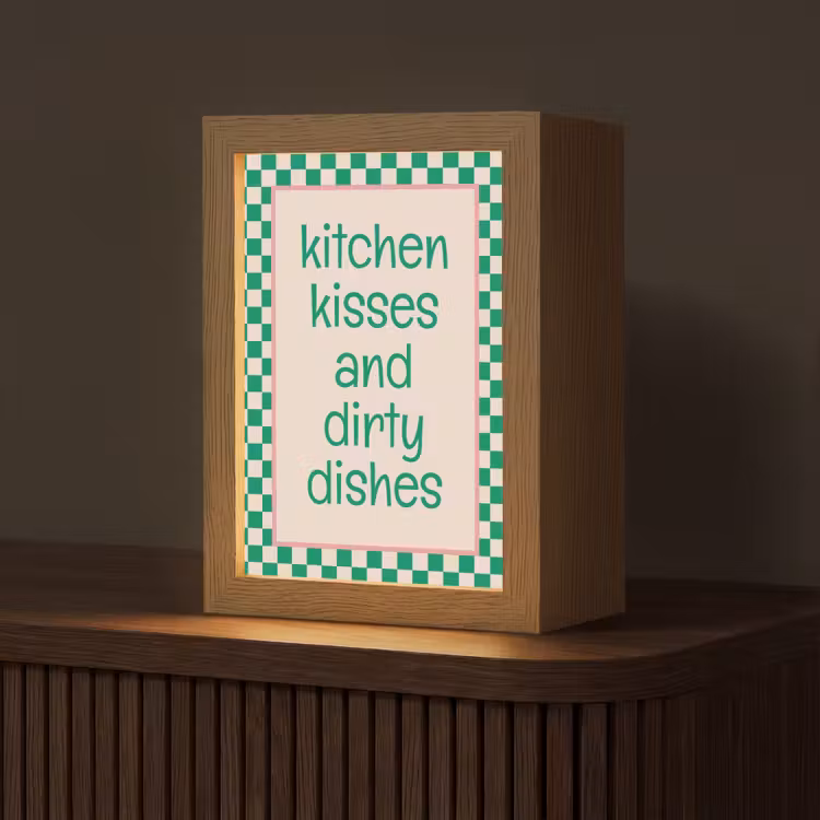 Quote - Groen - Geblokt - Keuken Light Box met kabel (Tafellamp) klein -z3d_website