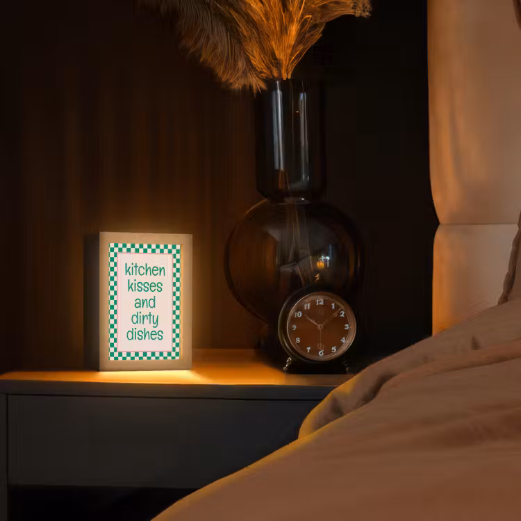Quote - Groen - Geblokt - Keuken Light Box met kabel (Tafellamp) klein -sfeer1