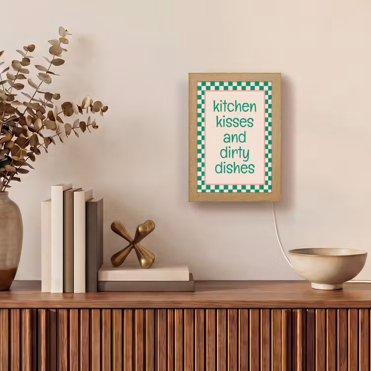 Quote - Groen - Geblokt - Keuken Light Box met kabel (Tafellamp) klein -sfeer2
