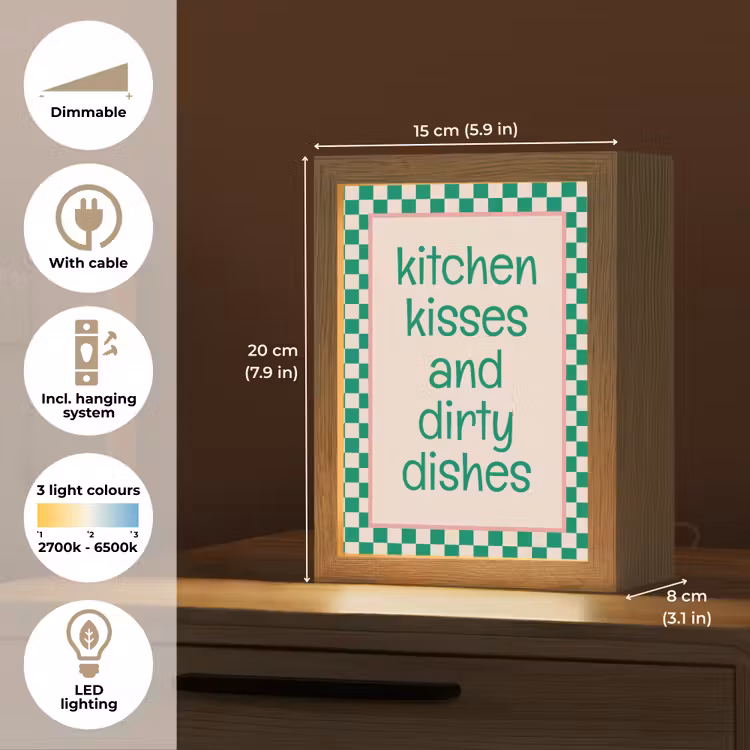 Quote - Groen - Geblokt - Keuken Light Box met kabel (Tafellamp) klein -USP_EN