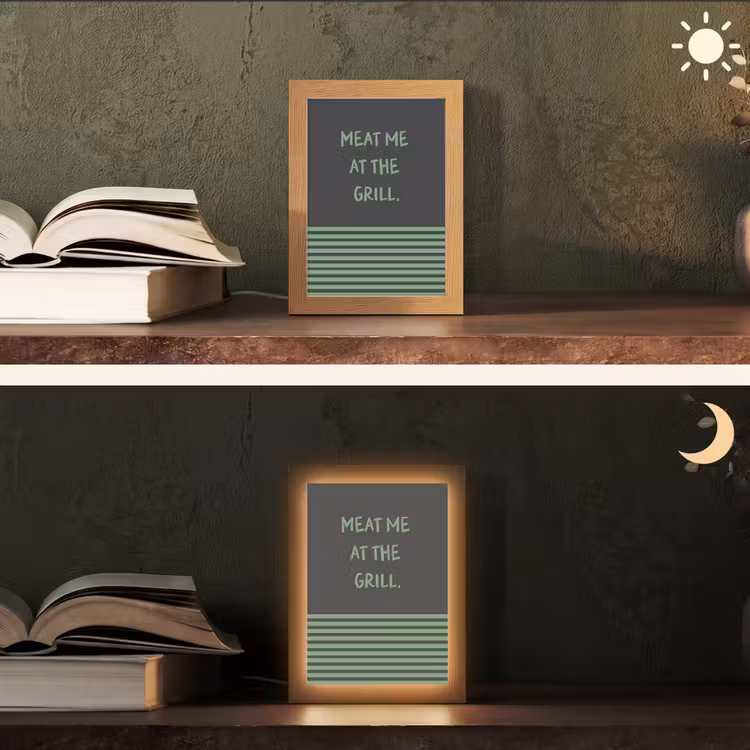Quote - Groen - Grill - Zomer Light Box met kabel (Tafellamp) klein -sfeer3