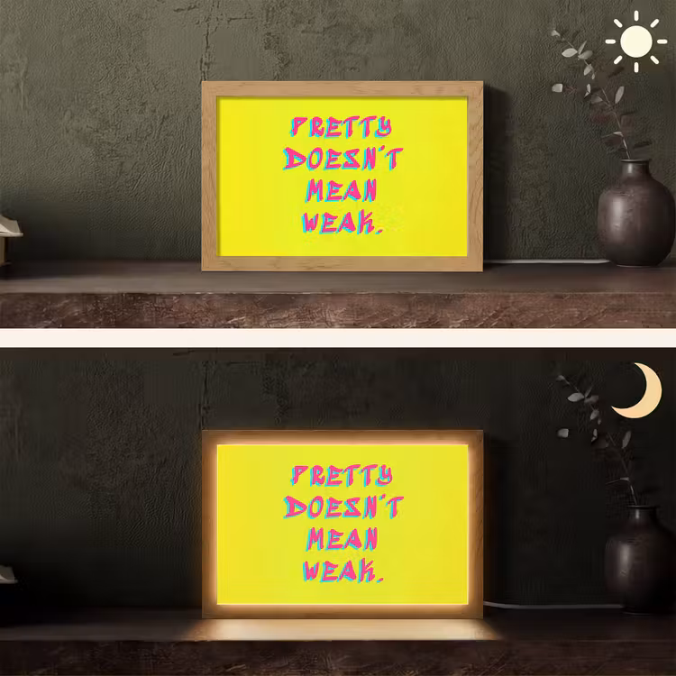Quote - Minimalistisch - Kleurrijk Light Box met kabel (Tafellamp) klein -sfeer3