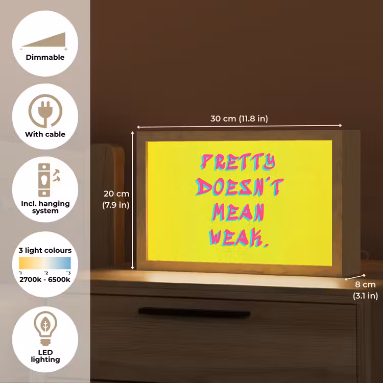 Quote - Minimalistisch - Kleurrijk Light Box met kabel (Tafellamp) klein -USP_EN