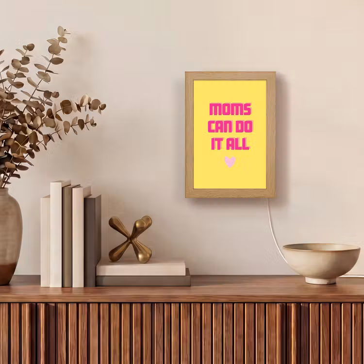 Quote - Moeder - Hartje - Roze Light Box met kabel (Tafellamp) klein -sfeer2