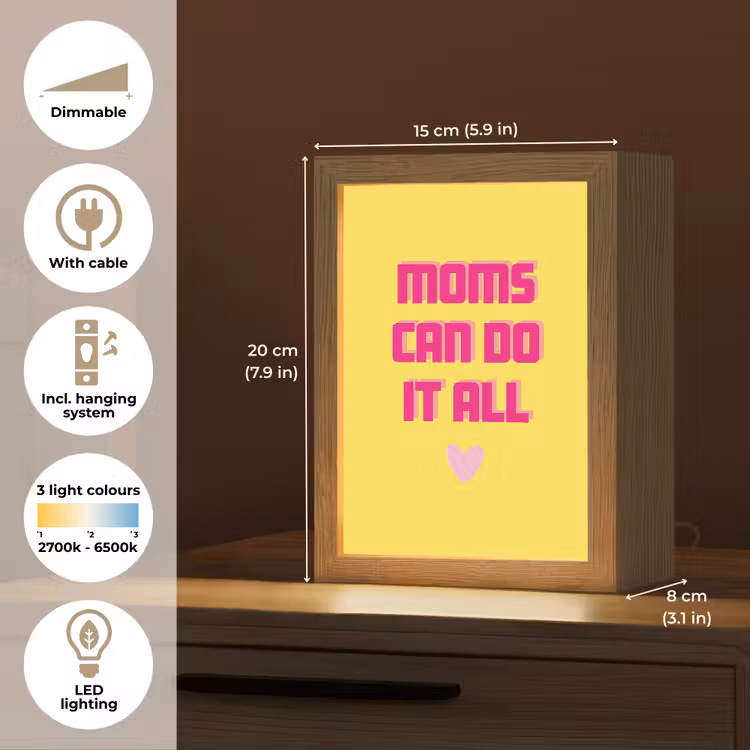 Quote - Moeder - Hartje - Roze Light Box met kabel (Tafellamp) klein -USP_EN