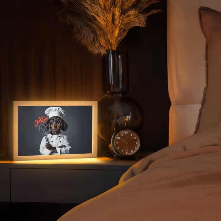 Quote - Neon - Hond - Kokskleding Light Box met kabel (Tafellamp) klein -sfeer1