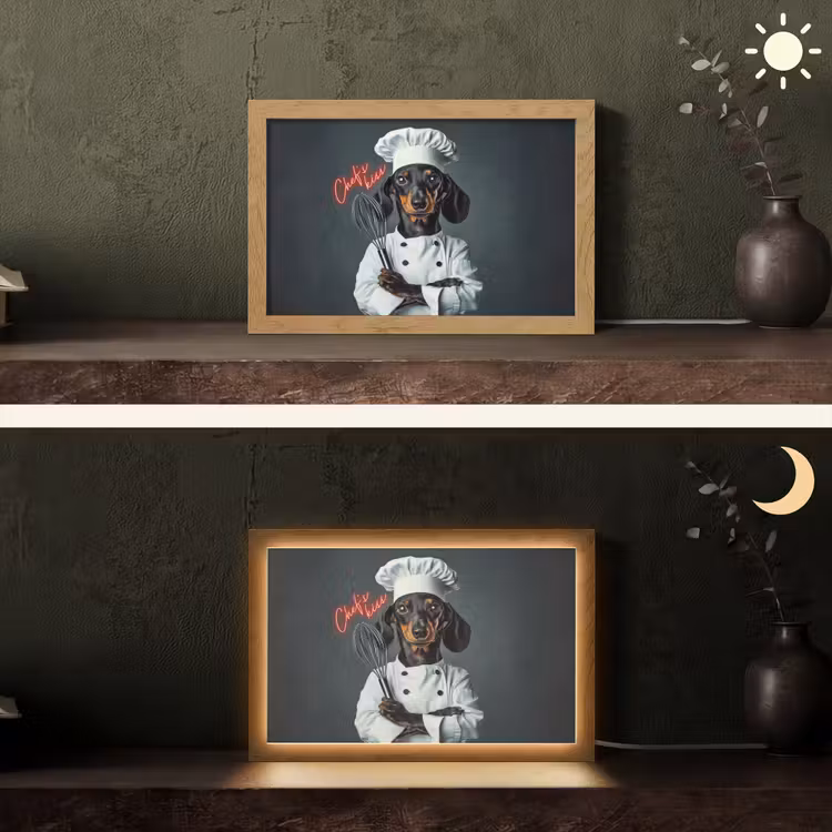 Quote - Neon - Hond - Kokskleding Light Box met kabel (Tafellamp) klein -sfeer3