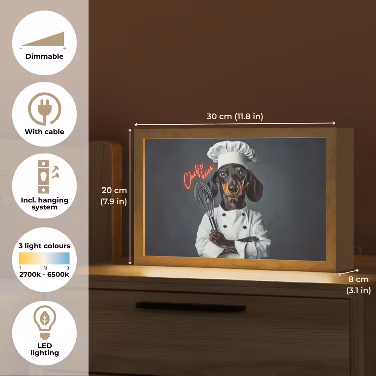 Quote - Neon - Hond - Kokskleding Light Box met kabel (Tafellamp) klein -USP_EN