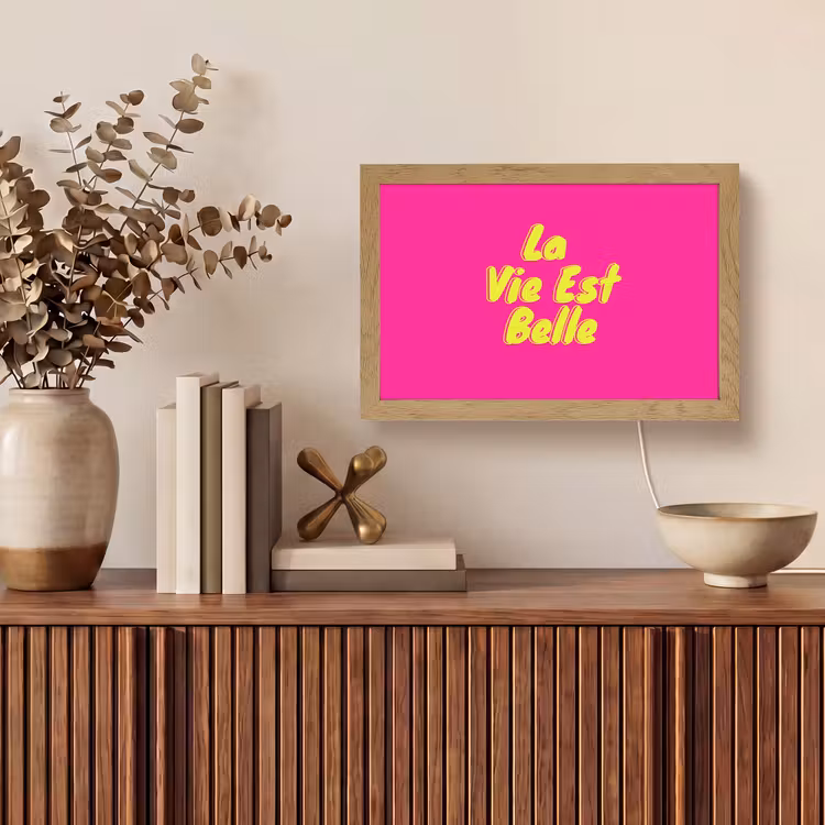 Quote - Retro - Roze Light Box met kabel (Tafellamp) klein -sfeer2