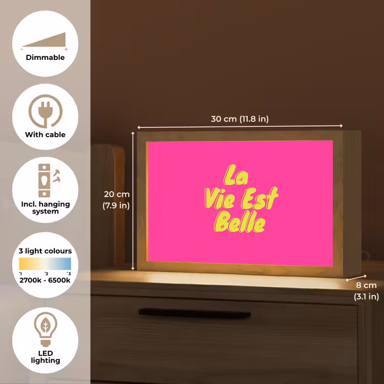 Quote - Retro - Roze Light Box met kabel (Tafellamp) klein -USP_EN