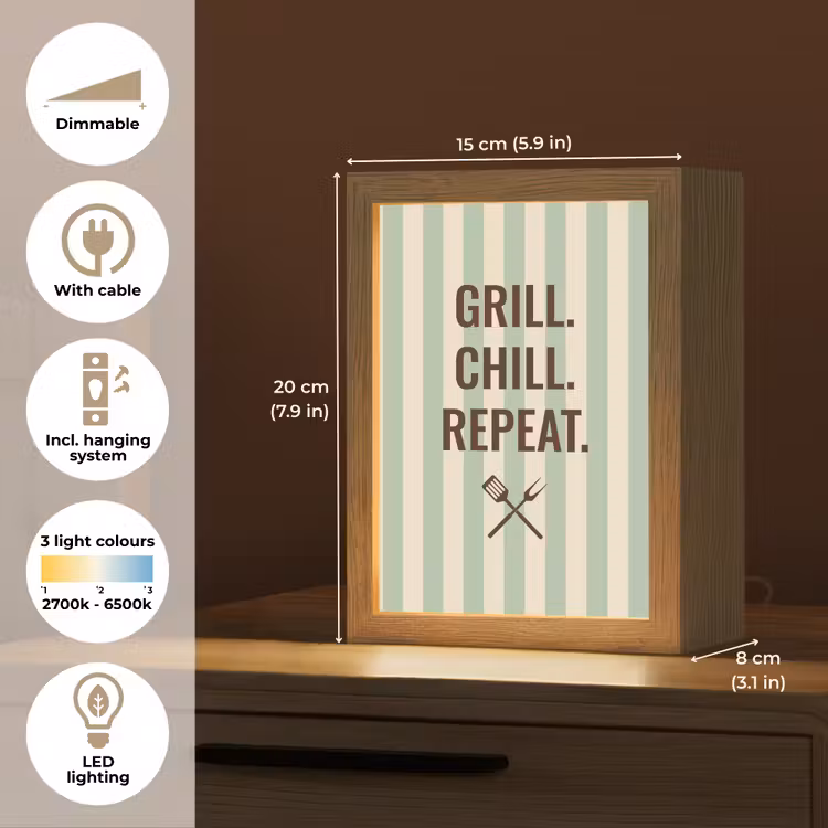 Quote - Strepen - Grill Light Box met kabel (Tafellamp) klein -USP_EN
