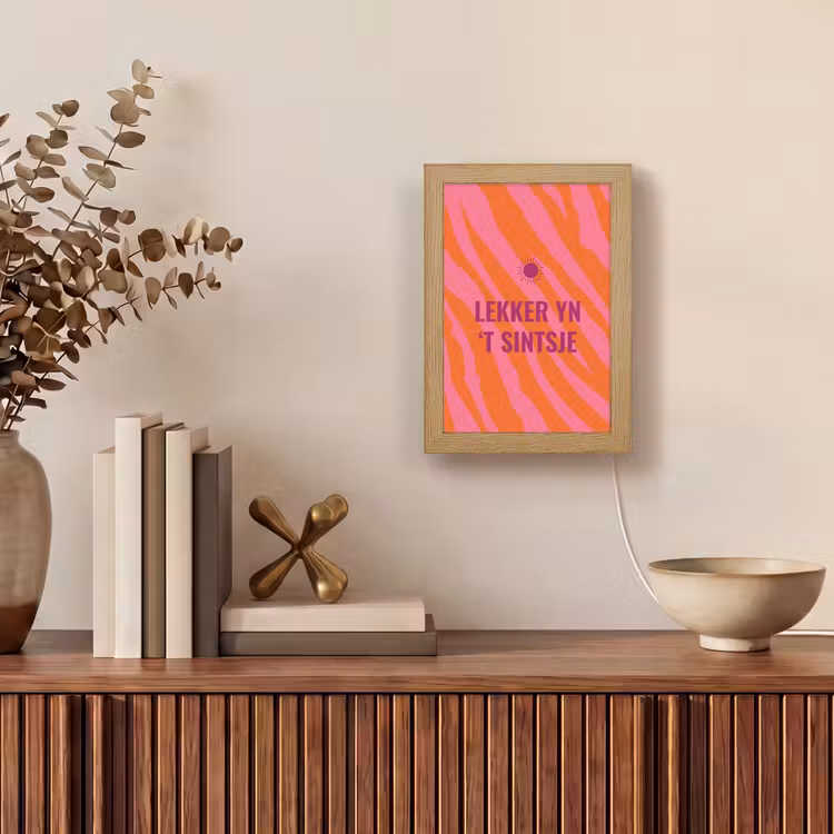 Quote - Zomer - Roze Light Box met kabel (Tafellamp) klein -sfeer2
