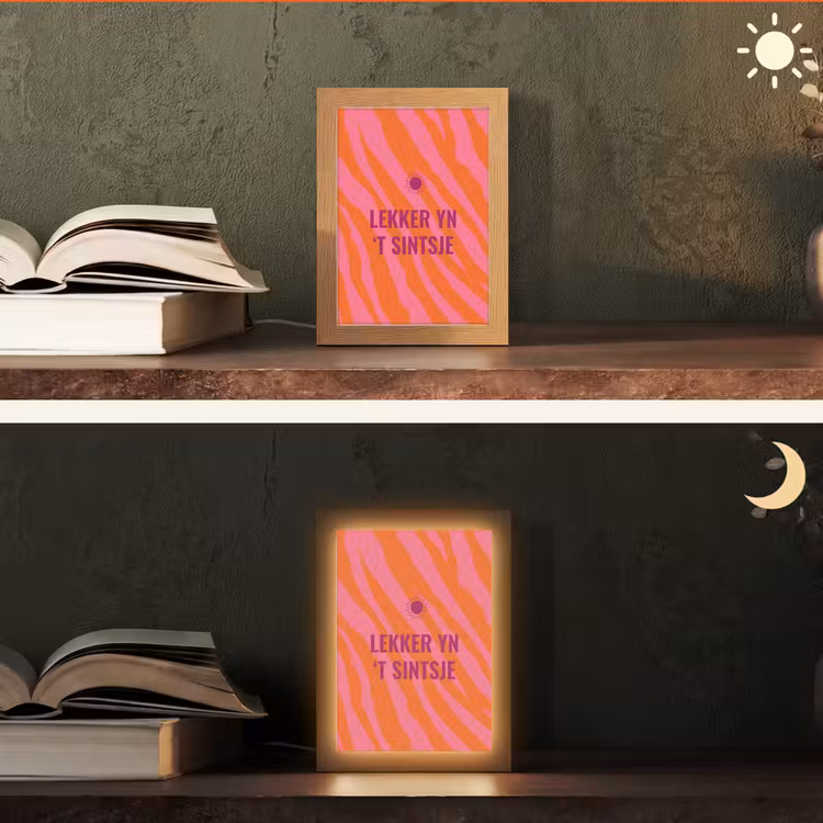 Quote - Zomer - Roze Light Box met kabel (Tafellamp) klein -sfeer3