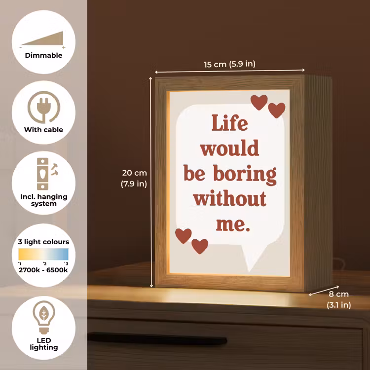Quote - Tekstballon - Hartjes Light Box met kabel (Tafellamp) klein -USP_EN
