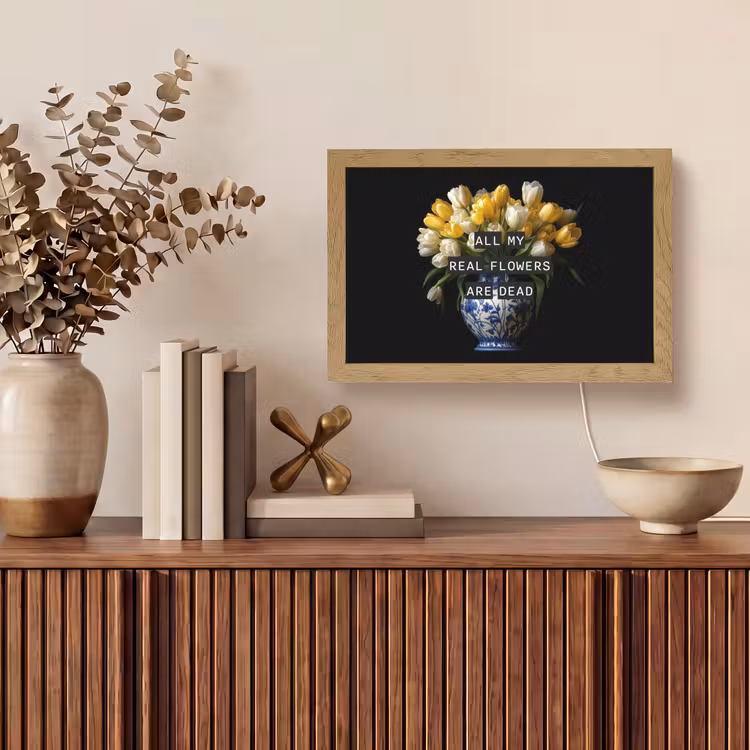 Quotes - Bloem - Tulp - Geel Light Box met kabel (Tafellamp) klein -sfeer2