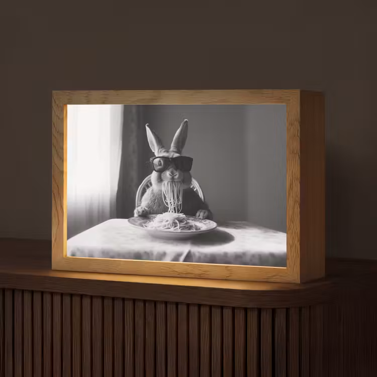 Konijn - Bunny - Zonnebril - Tafelkleed - Pasta - Schattig Light Box met kabel (Tafellamp) klein -z3d_website
