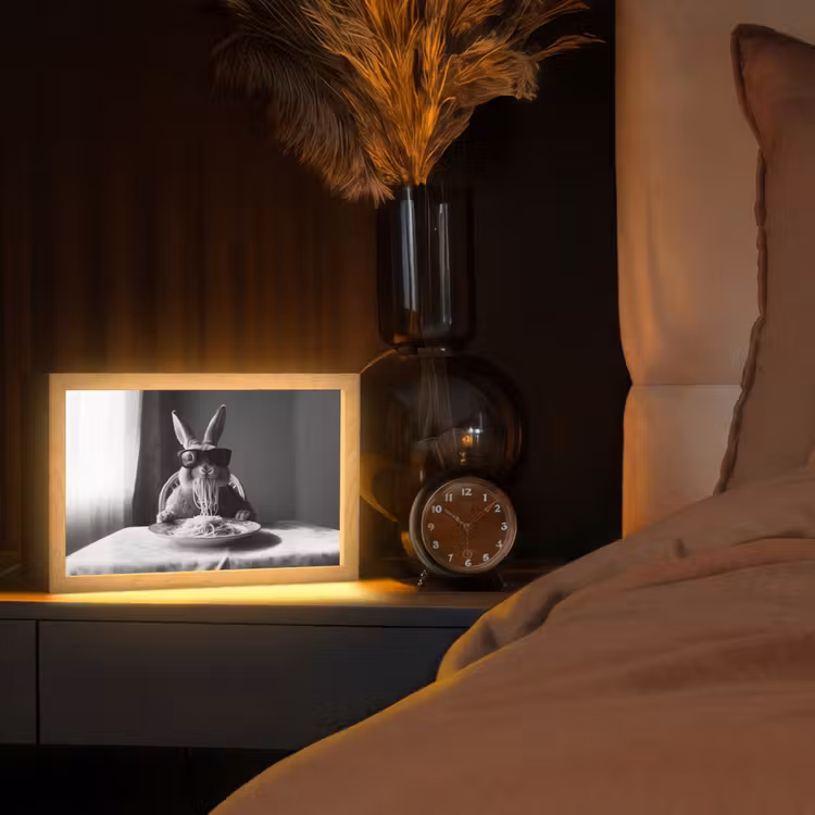 Konijn - Bunny - Zonnebril - Tafelkleed - Pasta - Schattig Light Box met kabel (Tafellamp) klein -sfeer1