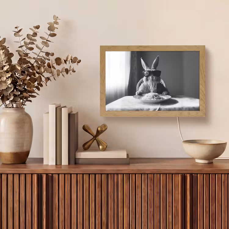Konijn - Bunny - Zonnebril - Tafelkleed - Pasta - Schattig Light Box met kabel (Tafellamp) klein -sfeer2