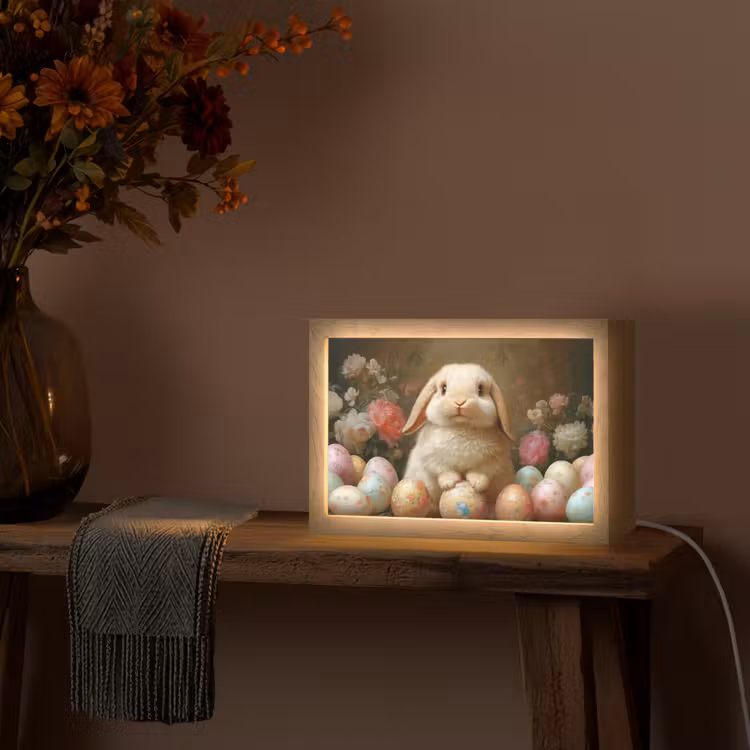 Konijn - Paaseieren - Stilleven Light Box met kabel (Tafellamp) klein -sfeer4