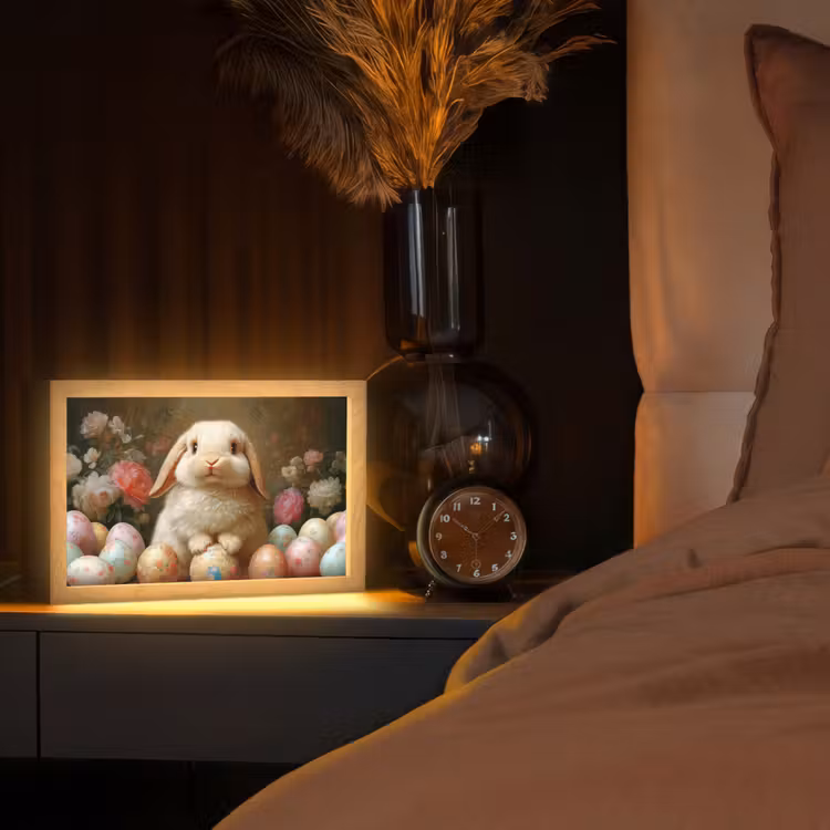 Konijn - Paaseieren - Stilleven Light Box met kabel (Tafellamp) klein -sfeer1