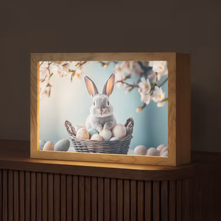 Konijn - Eieren - Mand Light Box met kabel (Tafellamp) klein -z3d_website