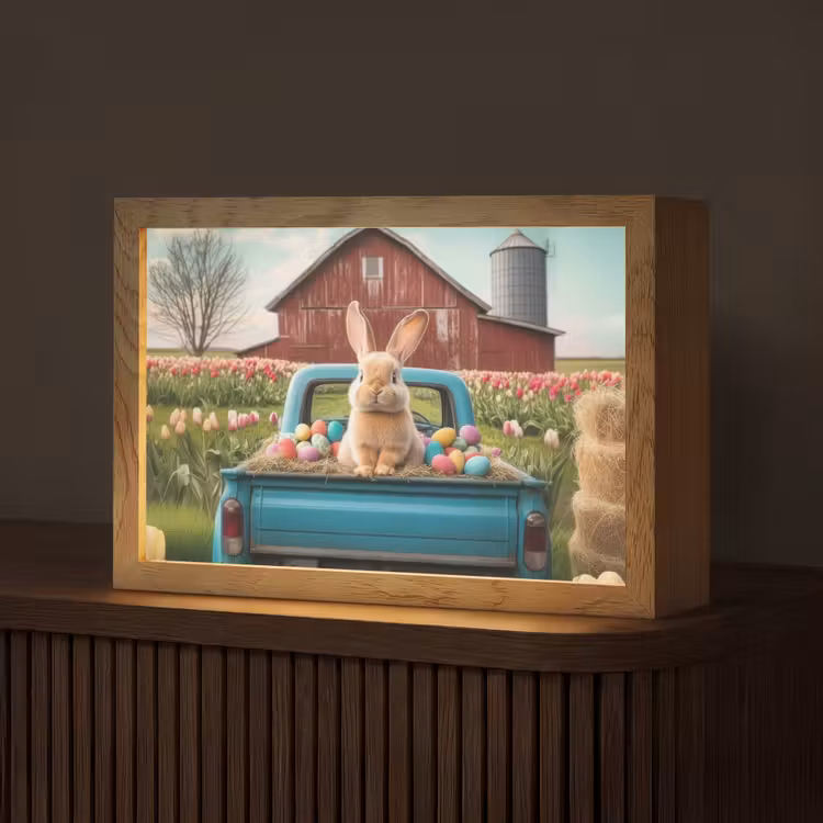 Konijn - Boerderij - Eieren Light Box met kabel (Tafellamp) klein -z3d_website