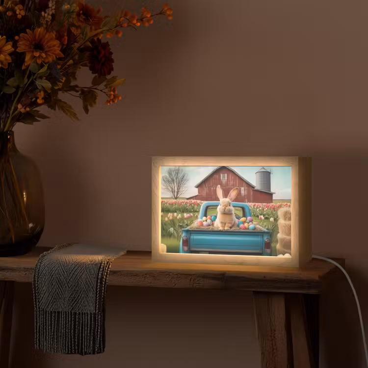 Konijn - Boerderij - Eieren Light Box met kabel (Tafellamp) klein -sfeer4