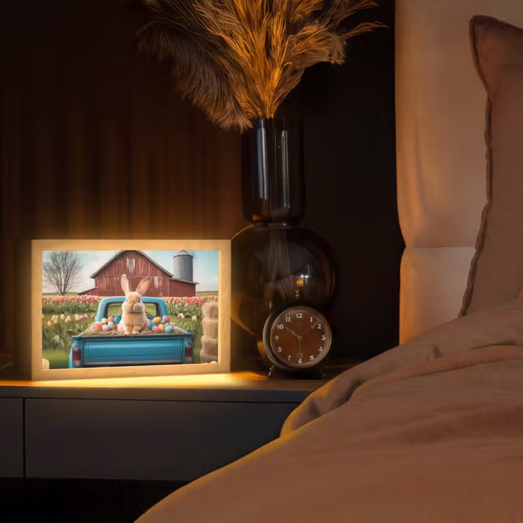 Konijn - Boerderij - Eieren Light Box met kabel (Tafellamp) klein -sfeer1