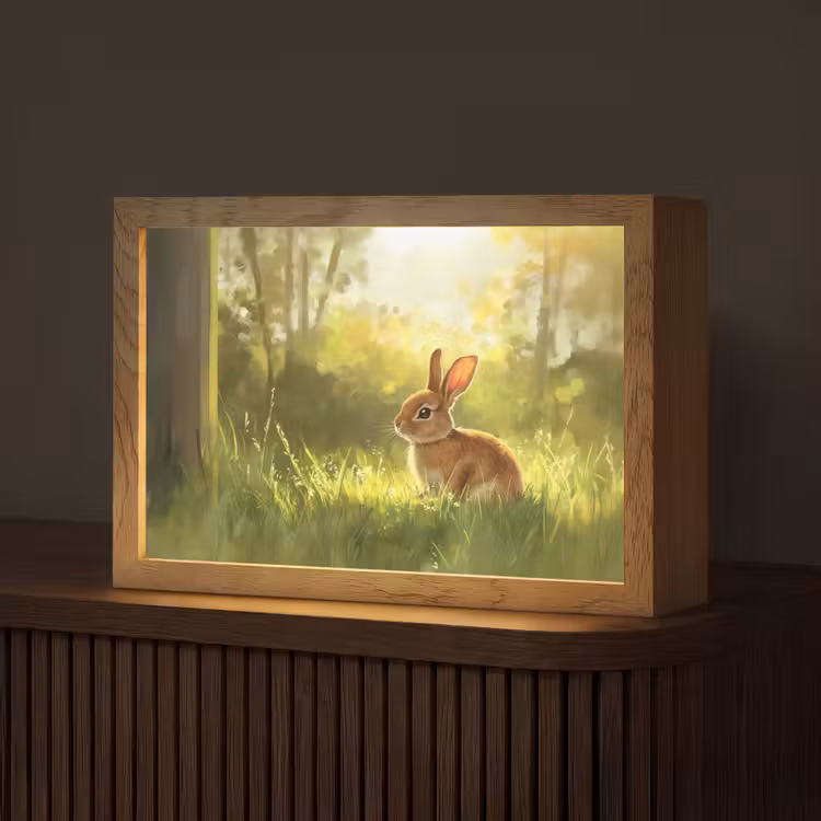 Konijn - Zonlicht - Bos Light Box met kabel (Tafellamp) klein -z3d_website