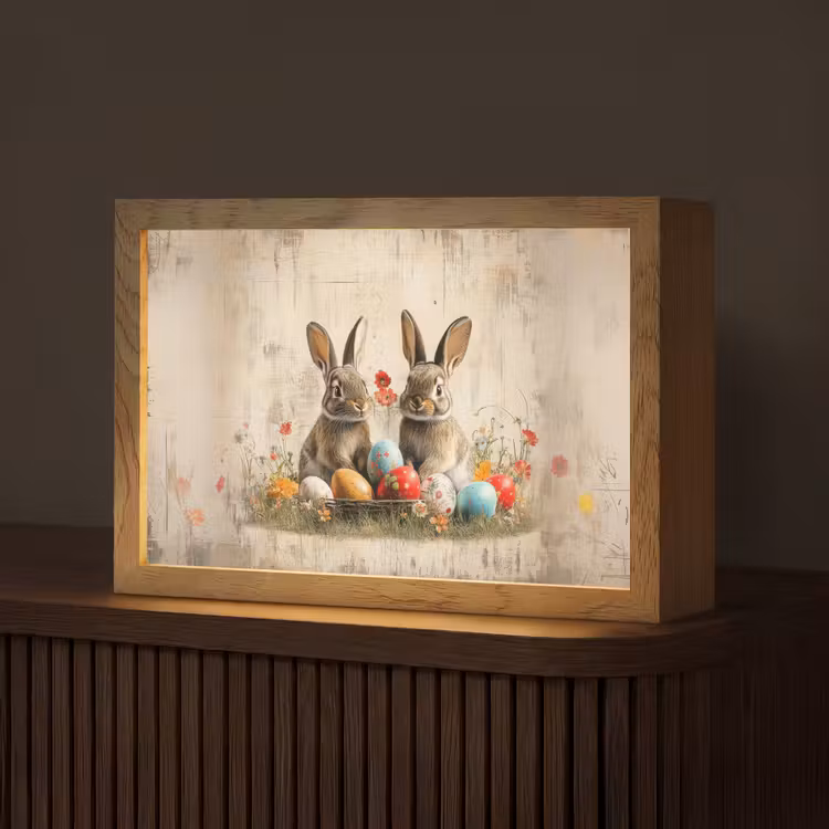 Konijnen - Bloemen - Eieren Light Box met kabel (Tafellamp) klein -z3d_website