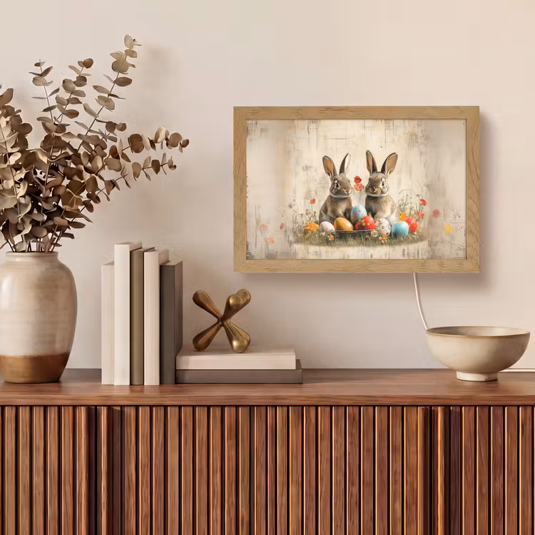 Konijnen - Bloemen - Eieren Light Box met kabel (Tafellamp) klein -sfeer2