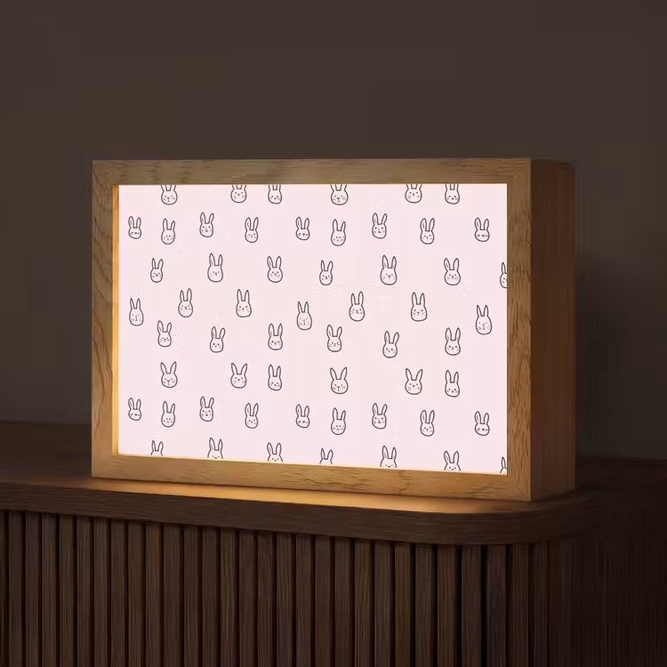 Konijnen - Minimalistisch - Roze Light Box met kabel (Tafellamp) klein 924 -z3d_website