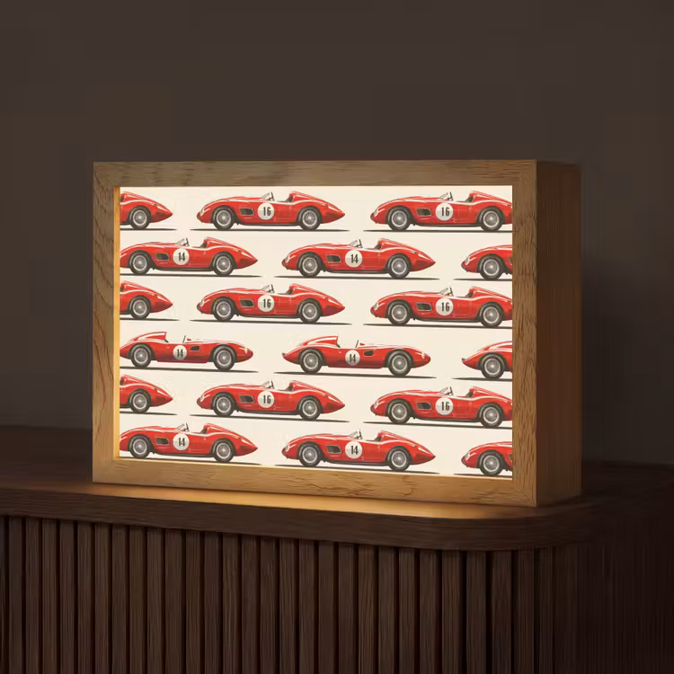 Raceauto - Retro - Rood Light Box met kabel (Tafellamp) klein 924 -z3d_website