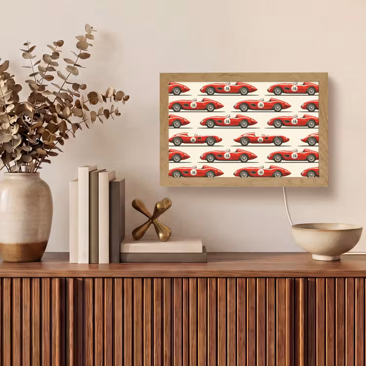 Raceauto - Retro - Rood Light Box met kabel (Tafellamp) klein 924 -sfeer2