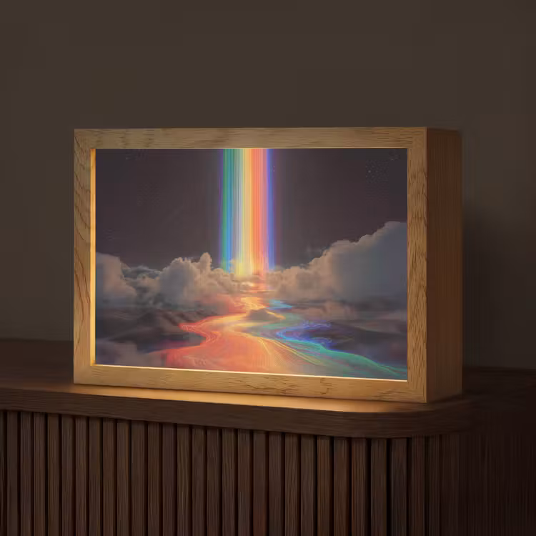 Regenboog - Verticaal - Sterrenhemel - Wolken Light Box met kabel (Tafellamp) klein -z3d_website