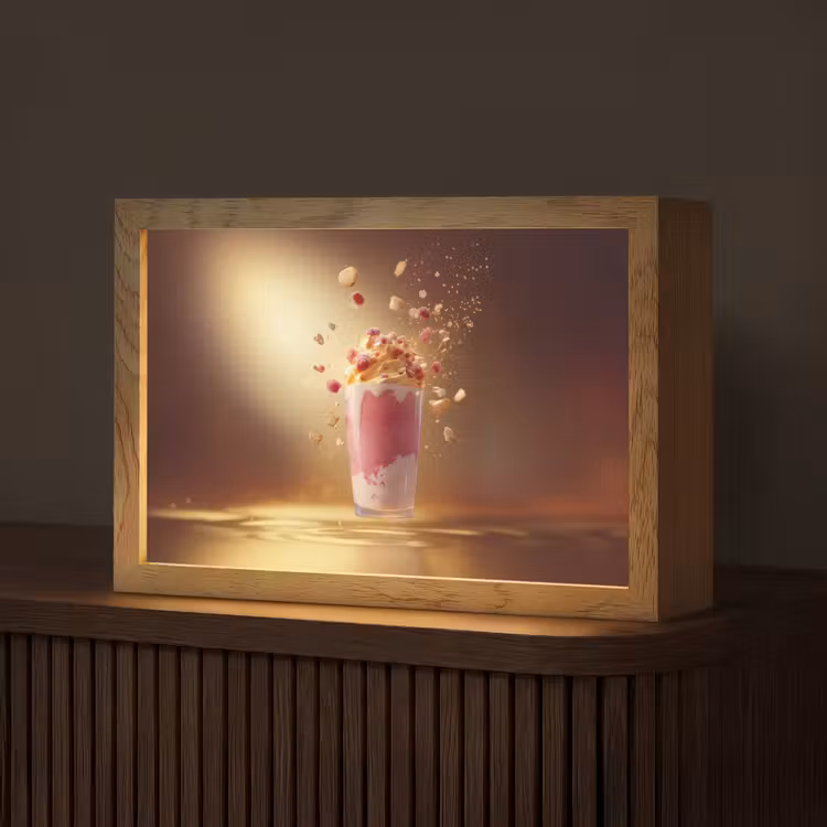 Framboos - Smoothie - Drinken - Roze Light Box met kabel (Tafellamp) klein -z3d_website