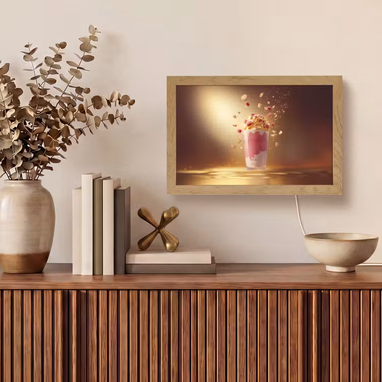 Framboos - Smoothie - Drinken - Roze Light Box met kabel (Tafellamp) klein -sfeer2