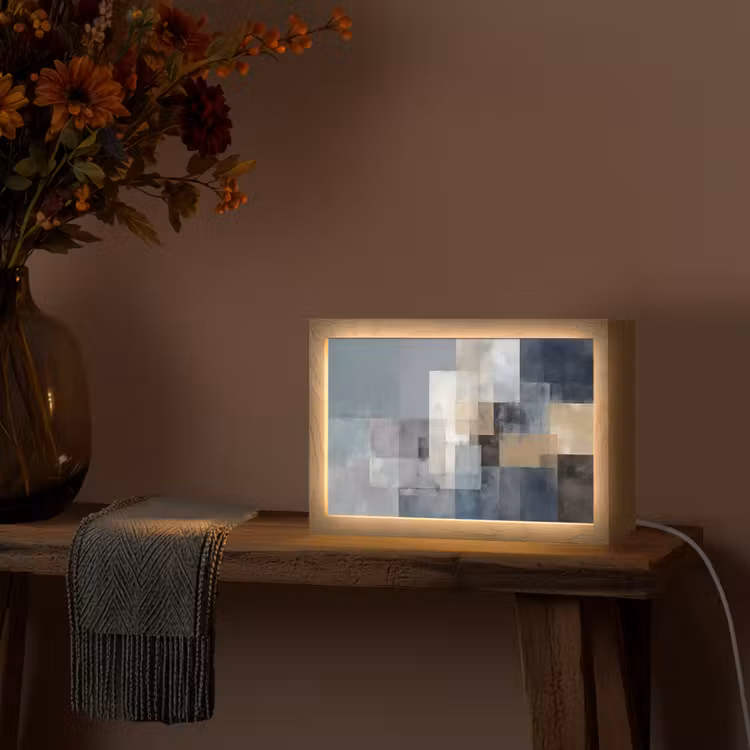 Rechthoeken - Abstract - Blauw Light Box met kabel (Tafellamp) klein -sfeer4