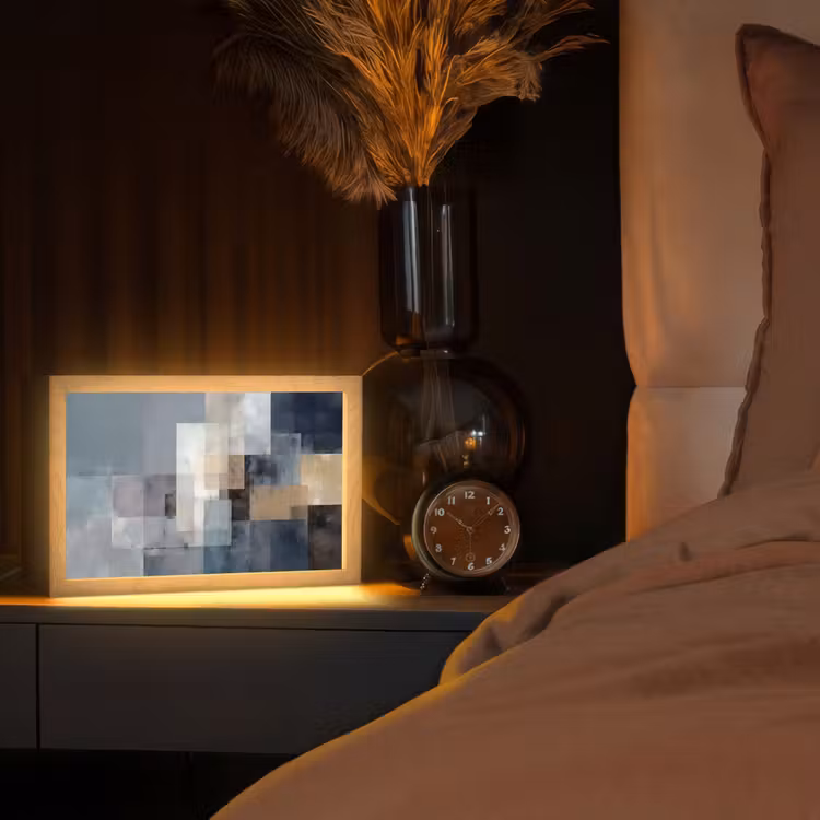 Rechthoeken - Abstract - Blauw Light Box met kabel (Tafellamp) klein -sfeer1